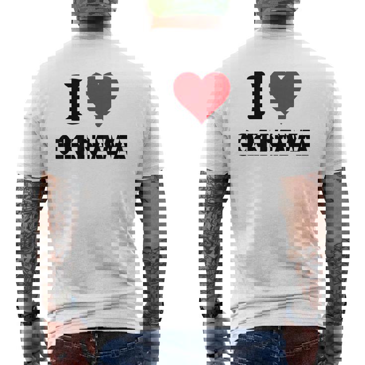 アイハート 沖縄 日本 大好き 日本土産アイテム メンズTシャツ バックプリント