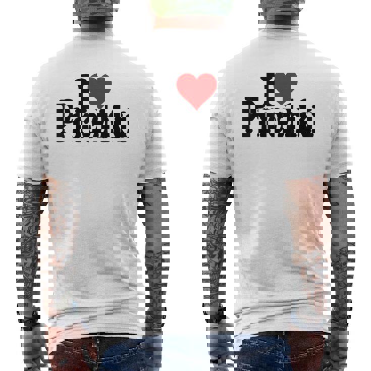 アイラブハートピロシキピロシキ メンズTシャツ バックプリント