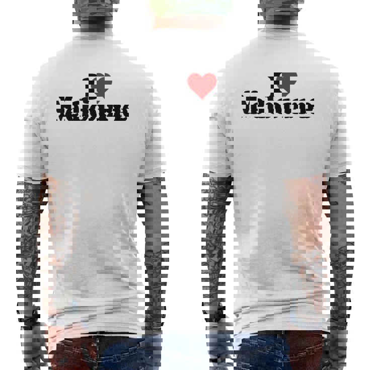 アイラブハートメルボルンオーストラリア メンズTシャツ バックプリント