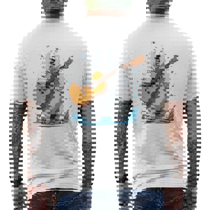 アコースティックギターを弾くクマ、ベアギタリスト 長袖tシャツ メンズTシャツ バックプリント