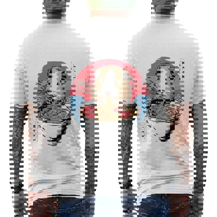 アニメ モルモット 漫画 カワイイ ねこ 日本のラーメン モルモット 長袖tシャツ メンズTシャツ バックプリント