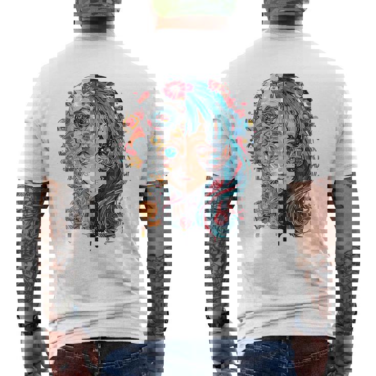 アニメ 漫画 モチーフ カラフル イラスト アニメ メンズTシャツ バックプリント