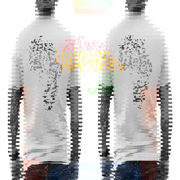 アフリカ地図 ヒョウ柄 アフリカラスタカラー メンズTシャツ バックプリント