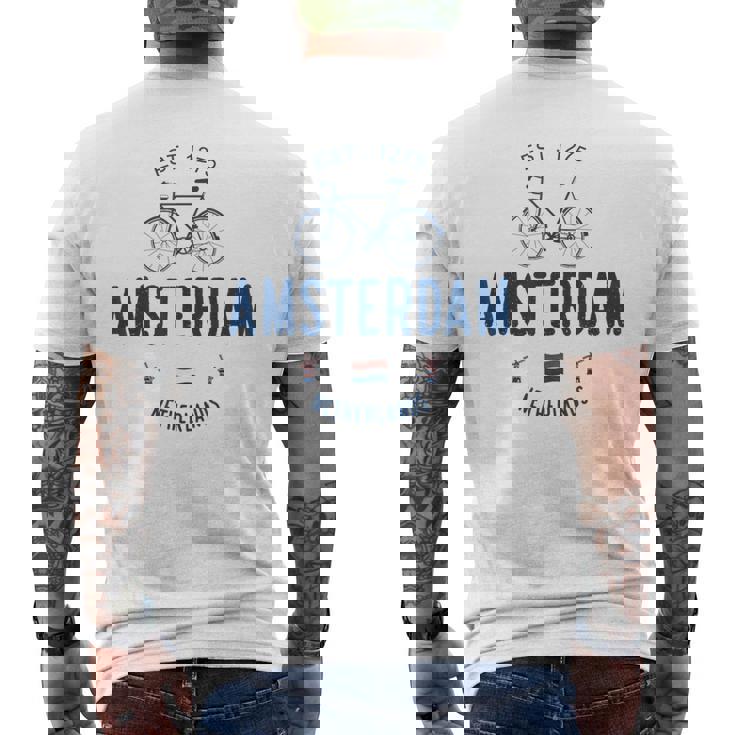 アムステルダム バイク シティ アムステルダム バイクタウン オランダの国旗 メンズTシャツ バックプリント
