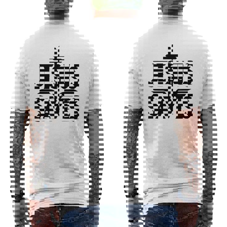 イエス・キリスト教徒を救う メンズTシャツ バックプリント