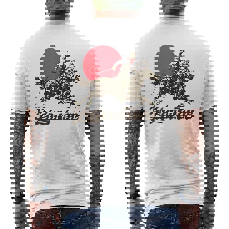 イエローストーン国立公園 カウボーイ&馬 ラングラー ビンテージ メンズTシャツ バックプリント