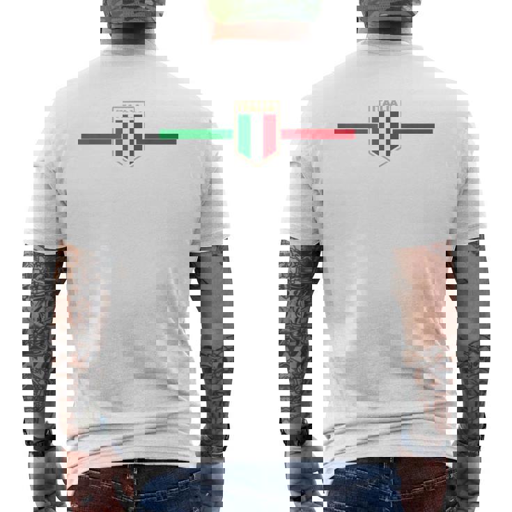 イタリアサッカー、イタリアサッカーファン メンズTシャツ バックプリント