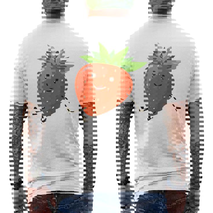 イチゴのハロウィンコスチューム かわいい怠惰なイチゴの果実 メンズTシャツ バックプリント