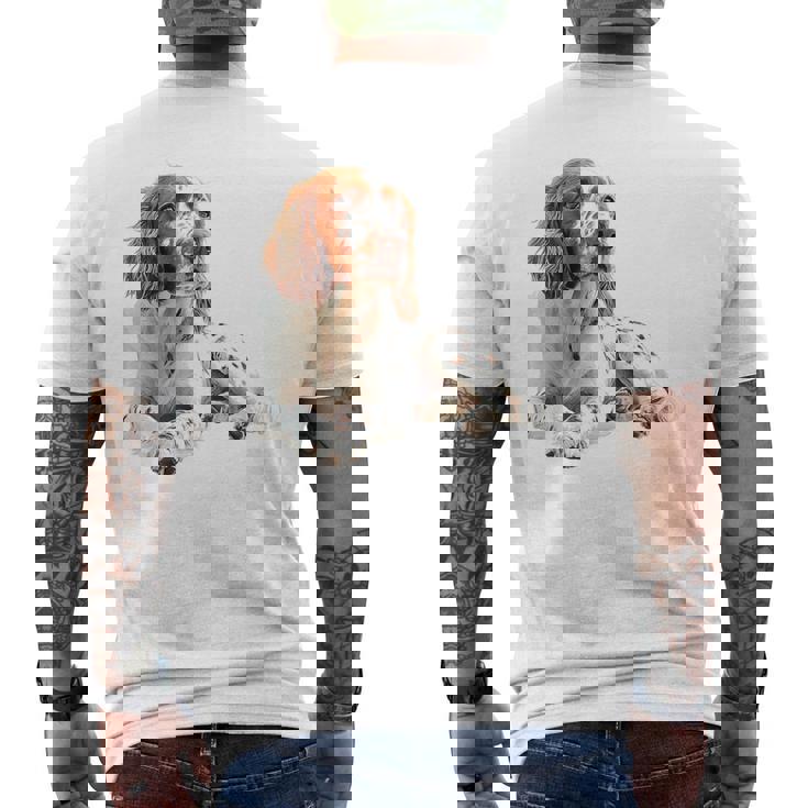 イングリッシュセッター 犬 モチーフ ペット アートワーク イングリッシュセッター メンズTシャツ バックプリント