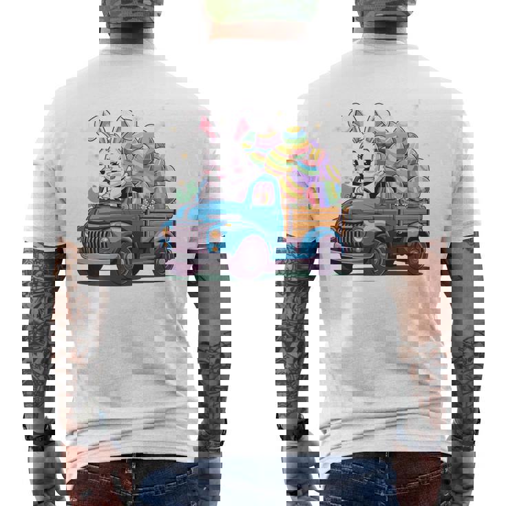 イースタートラッカー-面白いイースターバニーボーイズイースターネストトラック 長袖tシャツ メンズTシャツ バックプリント