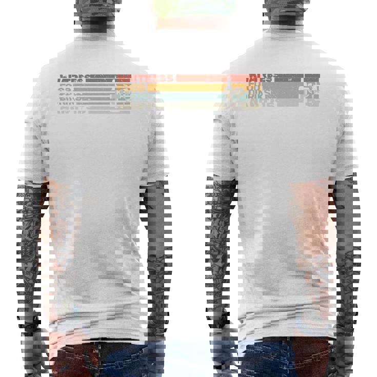 ウェイトレス 食べ物 飲み物とヒント レトロ ウェイティングスタッフ ウェイター 長袖tシャツ メンズTシャツ バックプリント