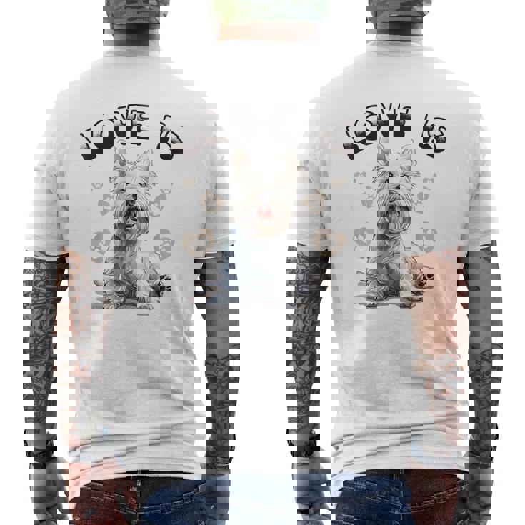 ウェスティ・ウェスト・ハイランド・ホワイト・テリア犬種愛は メンズTシャツ バックプリント