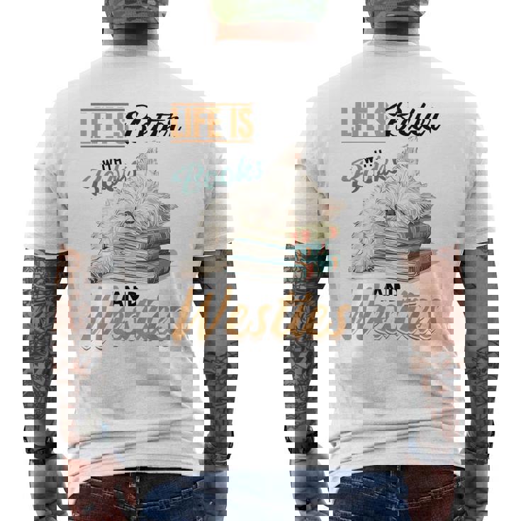 ウェスト・ハイランド・ホワイト・テリア・ウェスティ・ドッグブリード・ライフ・イズ・ベター メンズTシャツ バックプリント