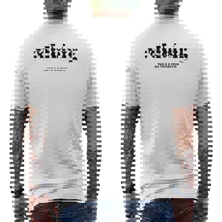 ウェルビーイング 既存に感謝 メンズTシャツ バックプリント