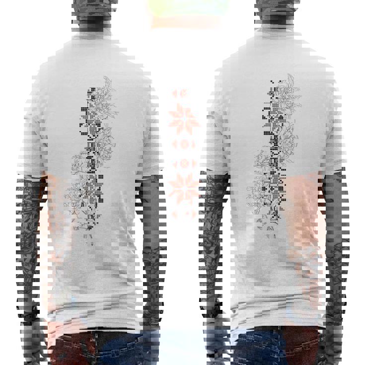 ウクライナ刺繍タトゥーローズ ウクライナの自由 メンズTシャツ バックプリント