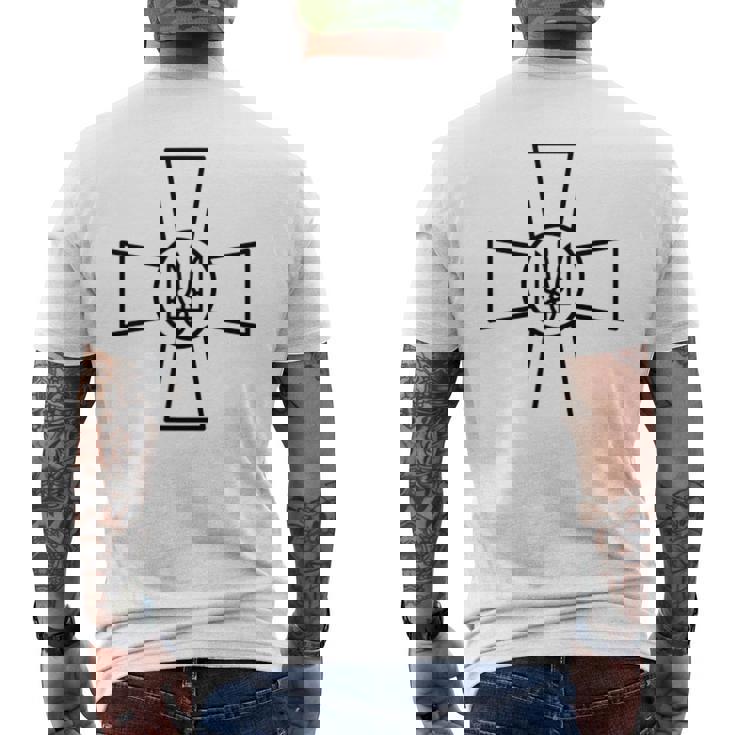 ウクライナ陸軍 陸軍 エンブレム ゼレンスキー大統領サポート メンズTシャツ バックプリント