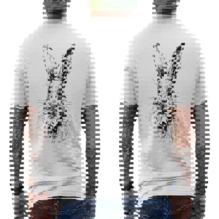 ウッドランド バニー コテージコア 花 春 素朴なイースター メンズTシャツ バックプリント