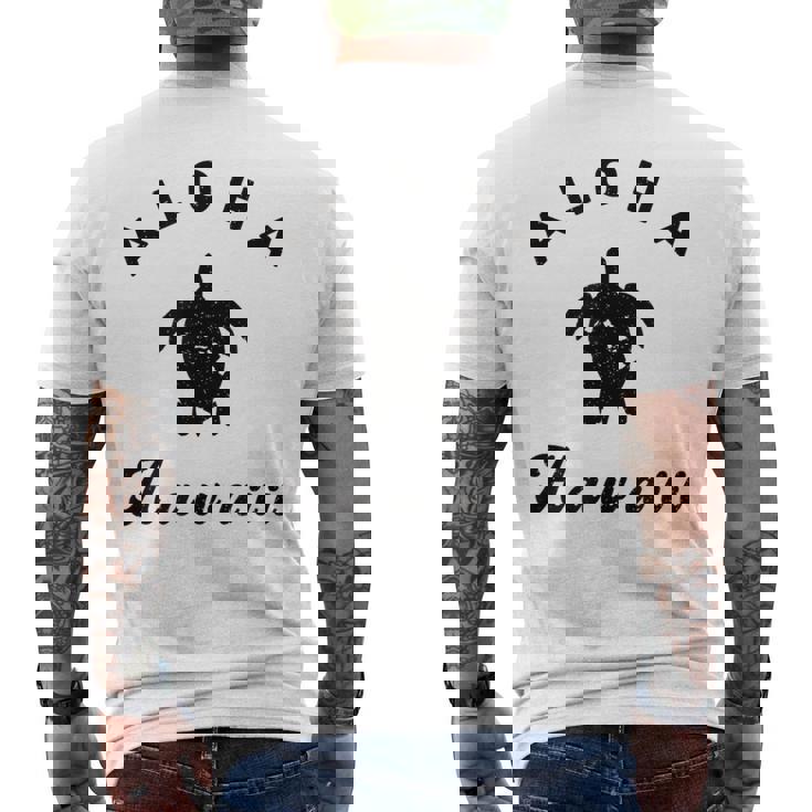 ウミガメ アロハ ハワイ Hi ハワイアンアイランド ホヌ ビンテージ クール メンズTシャツ バックプリント