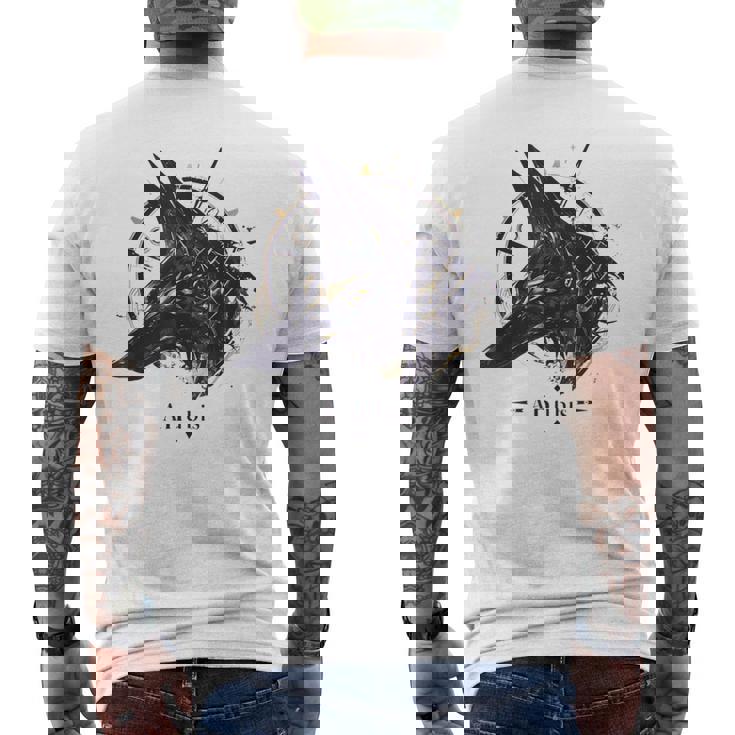 エジプト古代-面白いクールな神々 エジプトアヌビス メンズTシャツ バックプリント