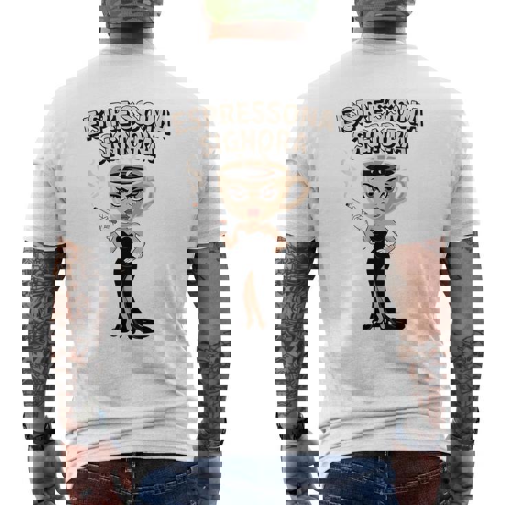 エスプレッソナ シニョーラ イタリアン Brainrot コーヒーミーム メンズTシャツ バックプリント