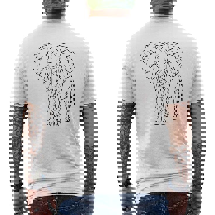 エレファントtシャツ、幾何学象クッション象 メンズTシャツ バックプリント