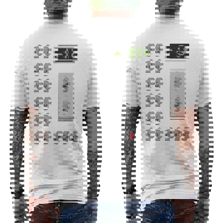 エレベーターボタン おもしろエレベーター メンズTシャツ バックプリント
