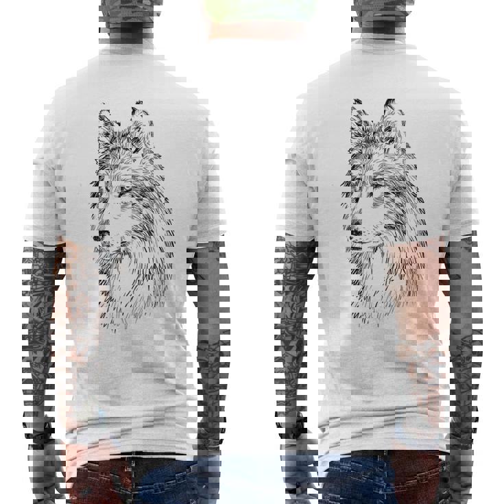 オオカミ イラスト デザイン 動物 シンボル ギフト メンズTシャツ バックプリント