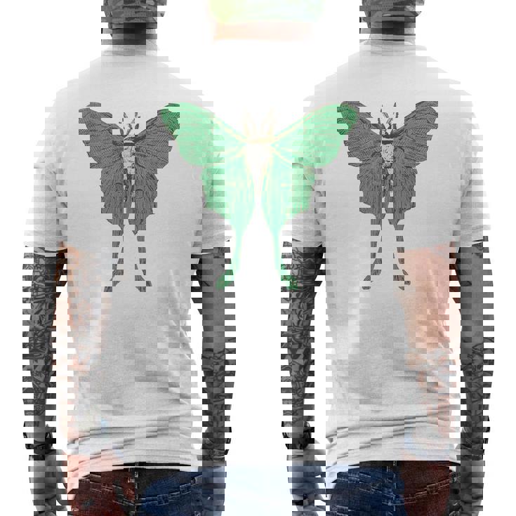 オオミズアオ ルナモス 薄い 緑色 黄緑色 蛾 Luna Moth レトロ 虫 昆虫 イラスト かっこいい おしゃれ メンズTシャツ バックプリント