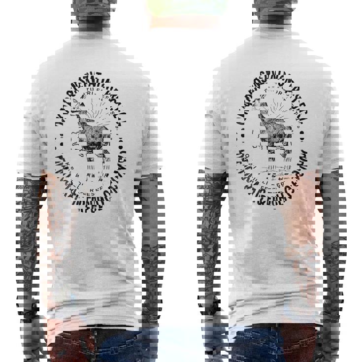 オカピ保護アフリカコンゴ野生動物保護オカピ メンズTシャツ バックプリント