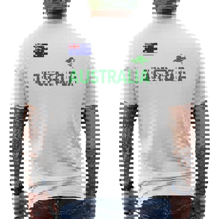 オーストラリア 国旗 カンガルー サッカー ラグビー フットボール 水泳 応援 メンズTシャツ バックプリント