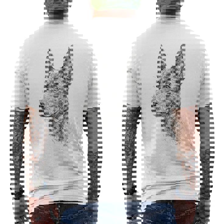 オーストラリアンケルピー 犬 モチーフ ペット アートワーク オーストラリアンケルピー メンズTシャツ バックプリント