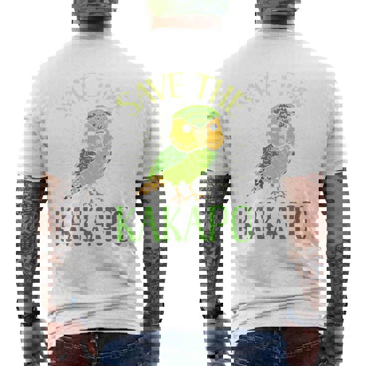 カカポ絶滅危惧保全啓発鳥を救え 長袖tシャツ メンズTシャツ バックプリント