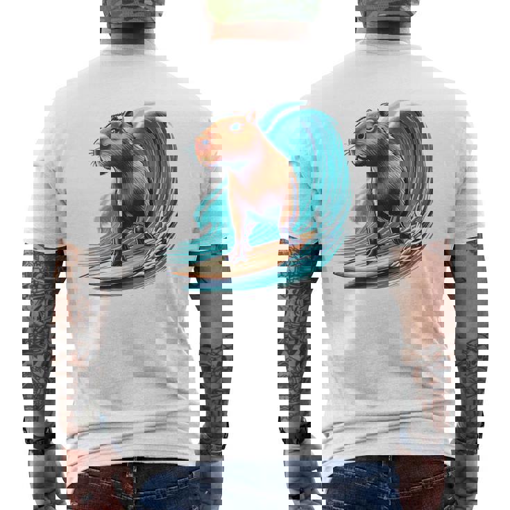 カッコイイ カピバラ サーファー サーフボード サーフィン メンズ レディース キッズ キャピー メンズTシャツ バックプリント