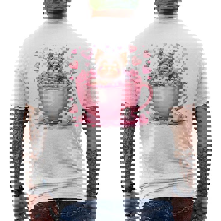 カップに入った子犬 長袖tシャツ メンズTシャツ バックプリント