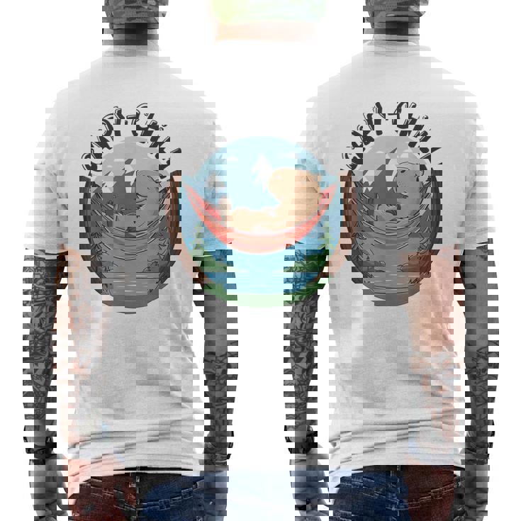 カピバラ 寝るデザイン カピバラ 飼い主 動物好き メンズTシャツ バックプリント