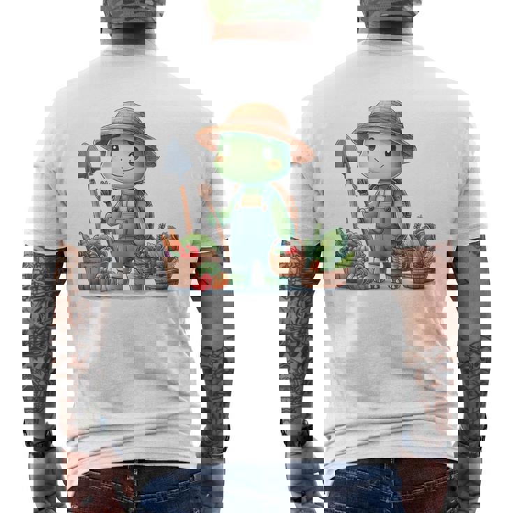 カメは農夫、かわいいデザイン。 メンズTシャツ バックプリント