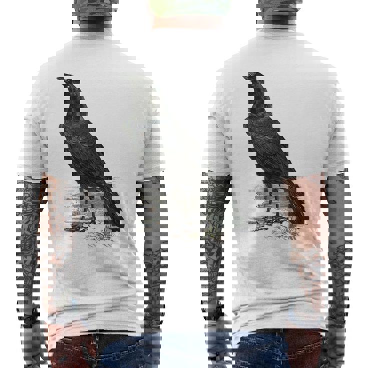 カラス ビンテージ イラスト カラス メンズTシャツ バックプリント