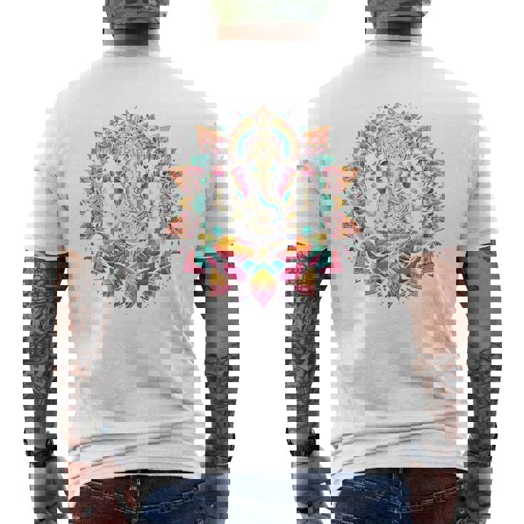 ガネーシャシンボル ヨガ ヒンドゥー教 象 神 ガネーシャ プージャ 長袖tシャツ メンズTシャツ バックプリント