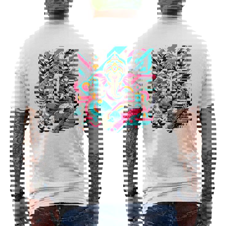 ガネーシャモダンポップ メンズTシャツ バックプリント