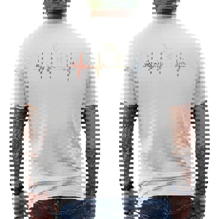 ガーデニング心電図レトロ園芸家脈線心拍 長袖tシャツ メンズTシャツ バックプリント