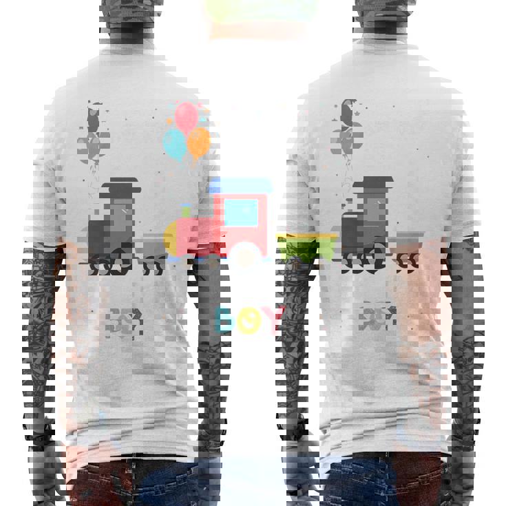 キッズ かっこいいチュー 3歳バースデーボーイ可愛い電車好き メンズTシャツ バックプリント