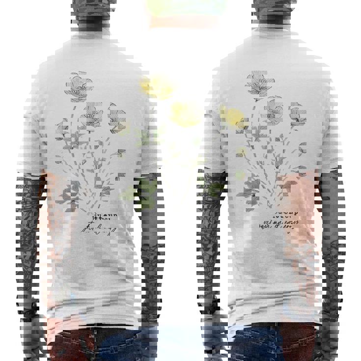 キンポウゲ 花柄 ボタニカルtシャツ ヴィンテージ 自然 野花 アート メンズTシャツ バックプリント