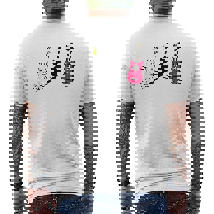 ギターの影を作る猫デザイン メンズTシャツ バックプリント