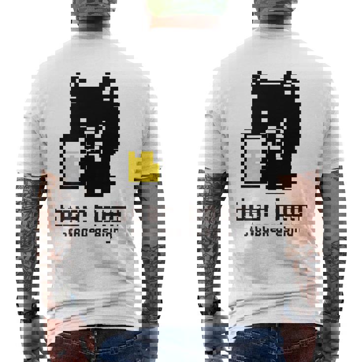 クマ ビール ドット絵 かわいい レトロ メンズTシャツ バックプリント