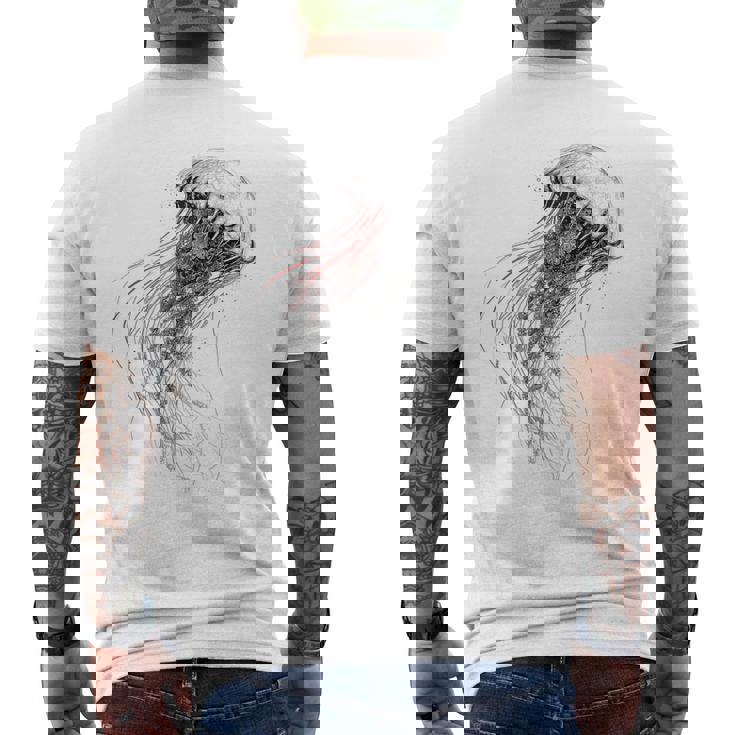 クラゲ 図面 グラフィック 動物 アート クラゲ メンズTシャツ バックプリント