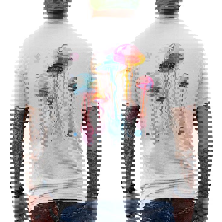 クラゲ 幾何学 動物 カラフル 抽象 アート クラゲ メンズTシャツ バックプリント