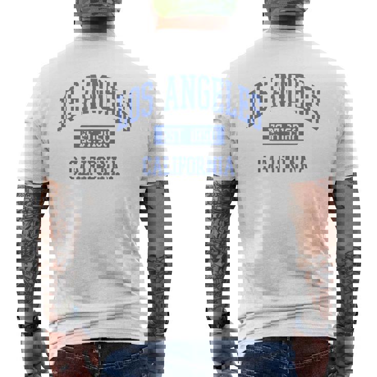 クラシック ロサンゼルス カリフォルニアブルー メンズTシャツ バックプリント