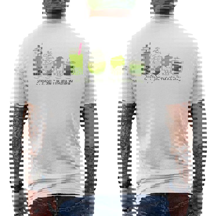 クリーミーダルゴナ抹茶ボバティー、スマイル、抹茶の方法 メンズTシャツ バックプリント