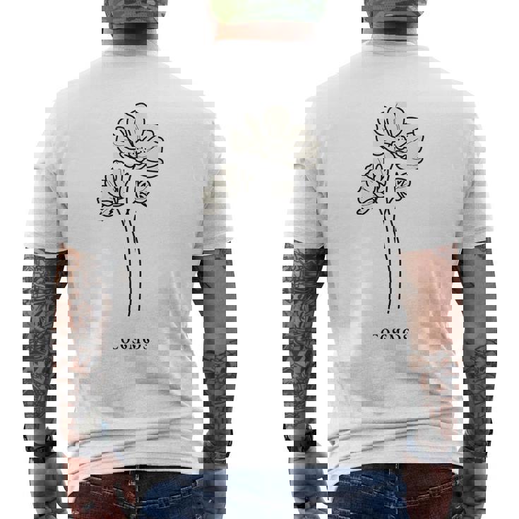 クール コスモス ボタニカル 花 かわいい コスモス 花好き メンズTシャツ バックプリント