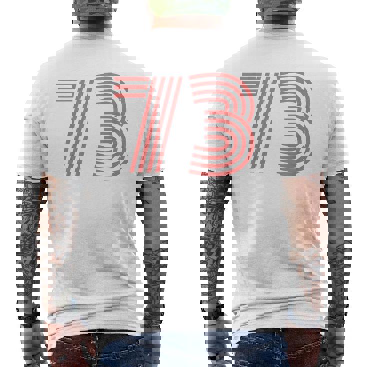 クールレトロライティングジャージ、背番号73 1973 メンズTシャツ バックプリント